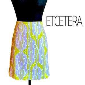 ETCETERA Lavender, Yellow-Green, White Geometric Lined Skirt (6)